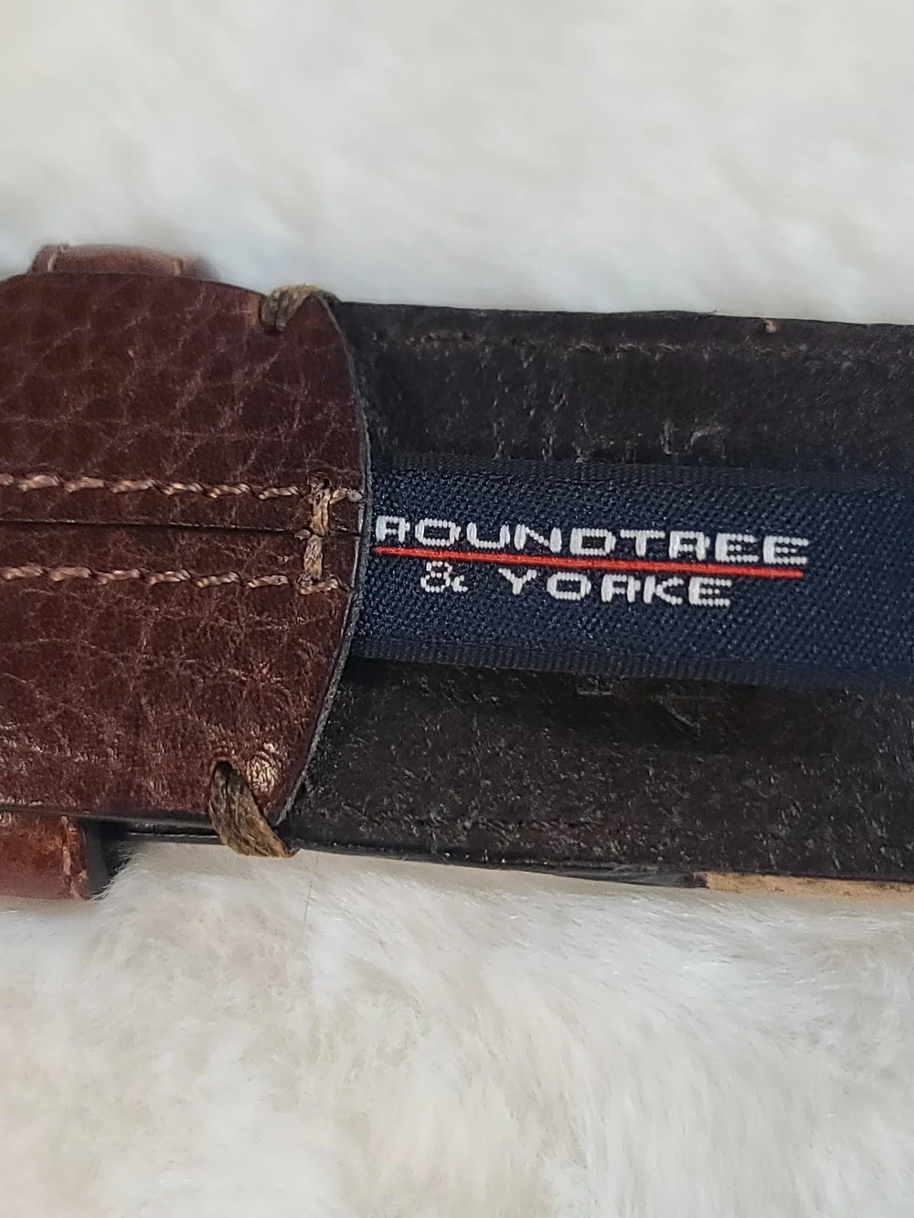 Roundtree & Yorke Brown Leather and Tan Canvas Men's Belt